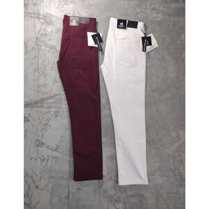 Reset Womens Lot Of 2, 36×32 Jeans White Burgundy Skinny Ankle Mid Rise Stretch